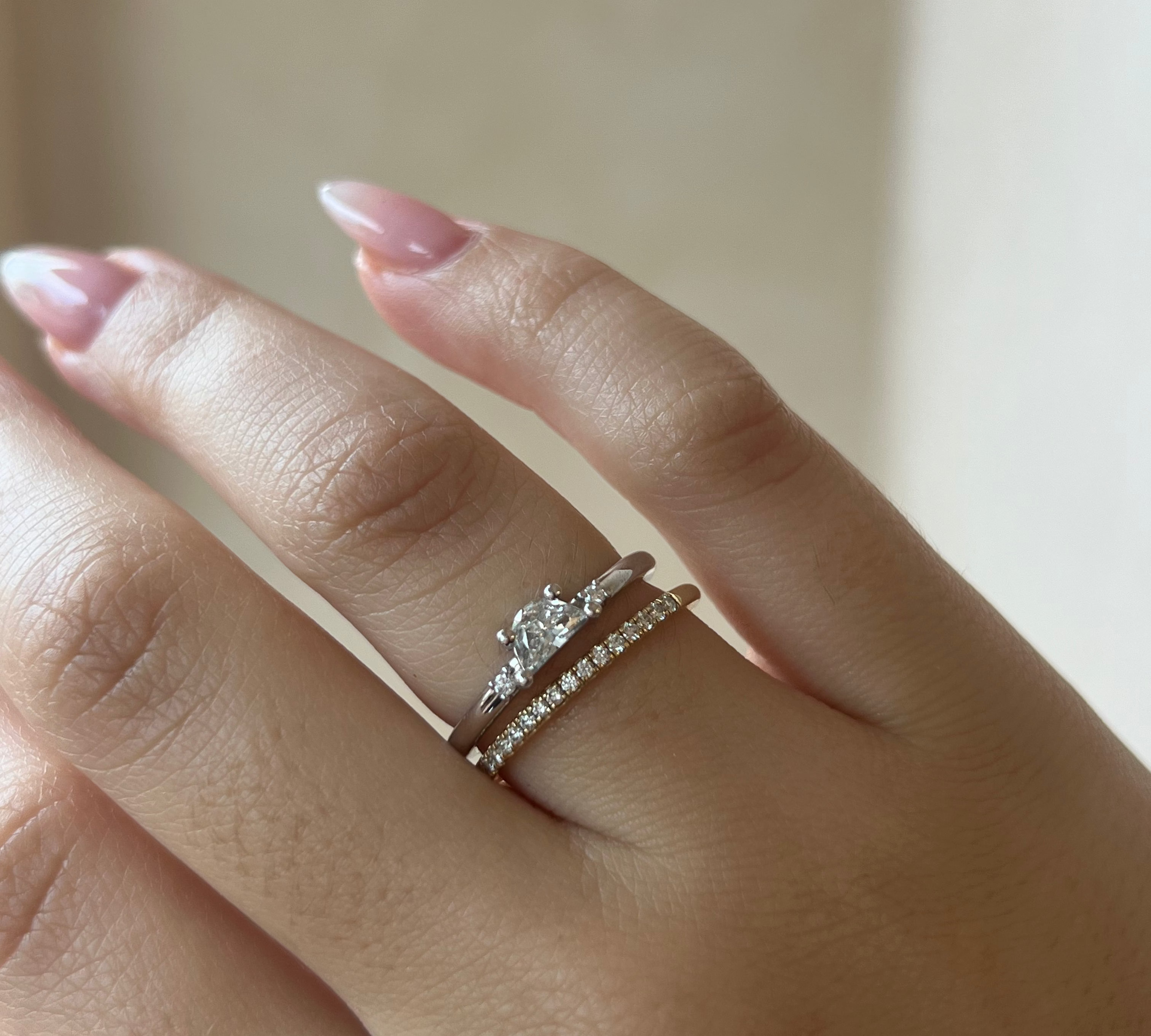 .35ct White Diamond Moonlight & Lovers Engagement Ring [on hand]