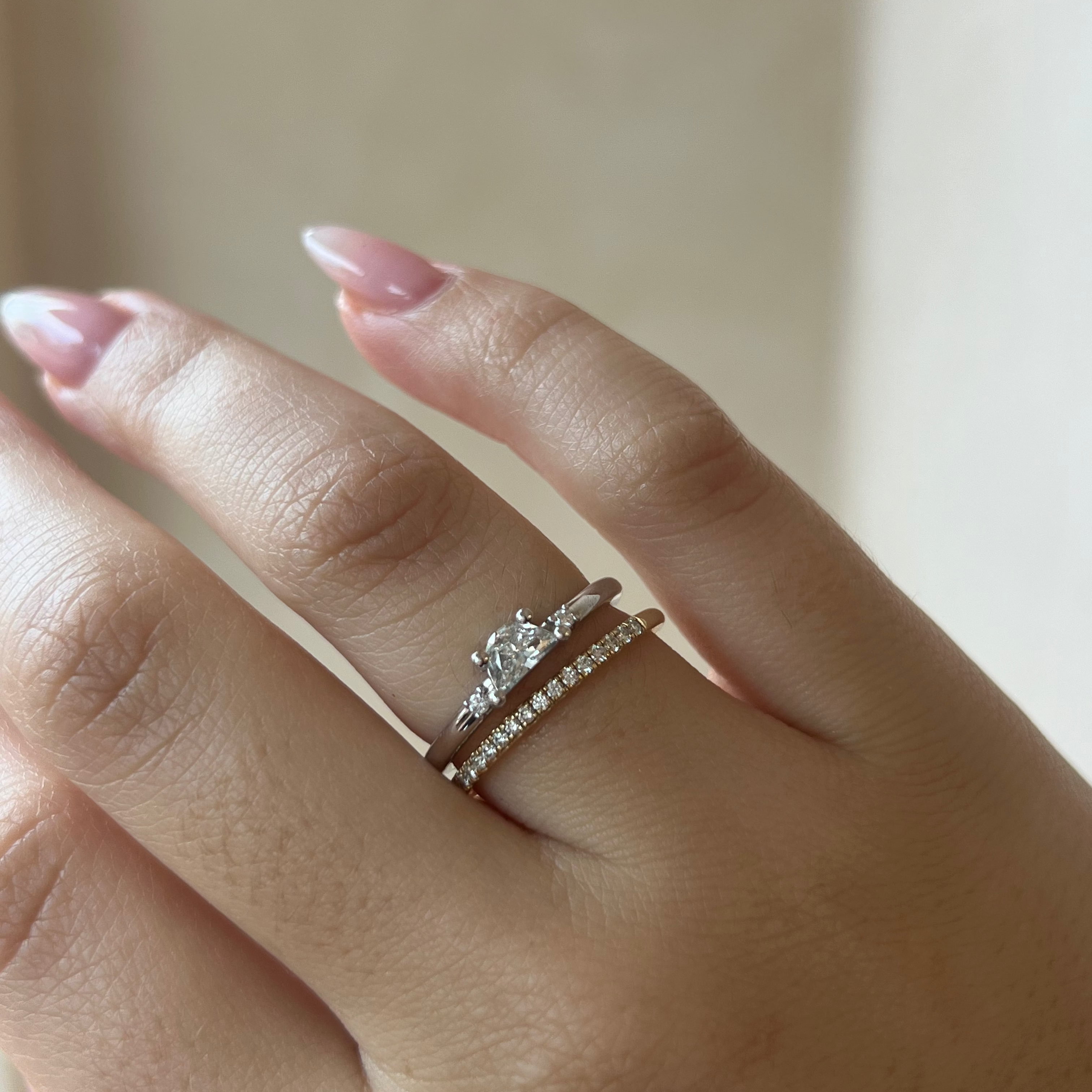 .35ct White Diamond Moonlight & Lovers Engagement Ring [on hand]