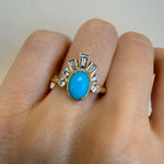 .98ct Turquoise & White Diamond Ballerina Headdress Ring [on hand]