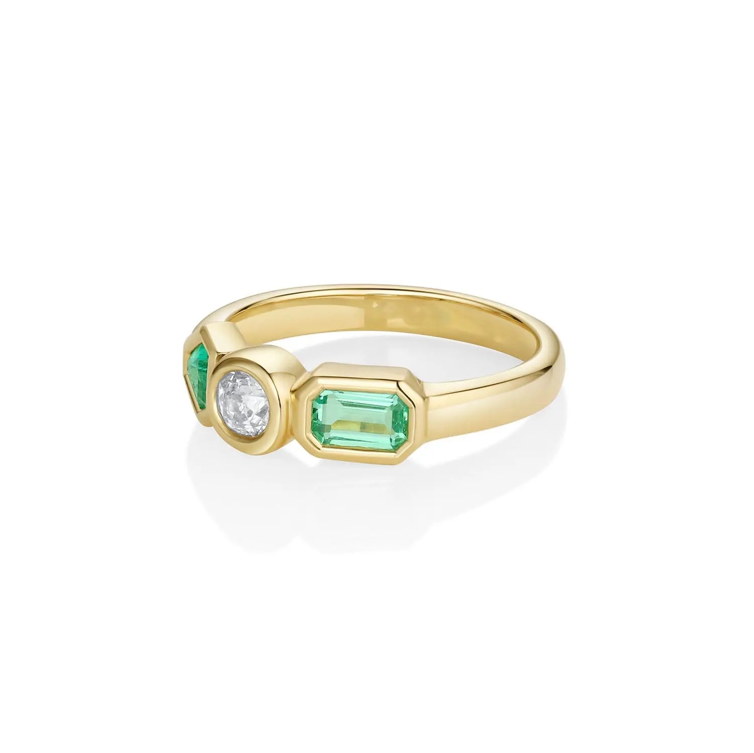 0.11ct Emerald, Old Cut Diamond and Beryl Kaleidoscope Ring Side