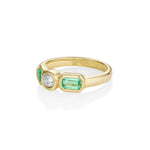 0.11ct Emerald, Old Cut Diamond and Beryl Kaleidoscope Ring Side