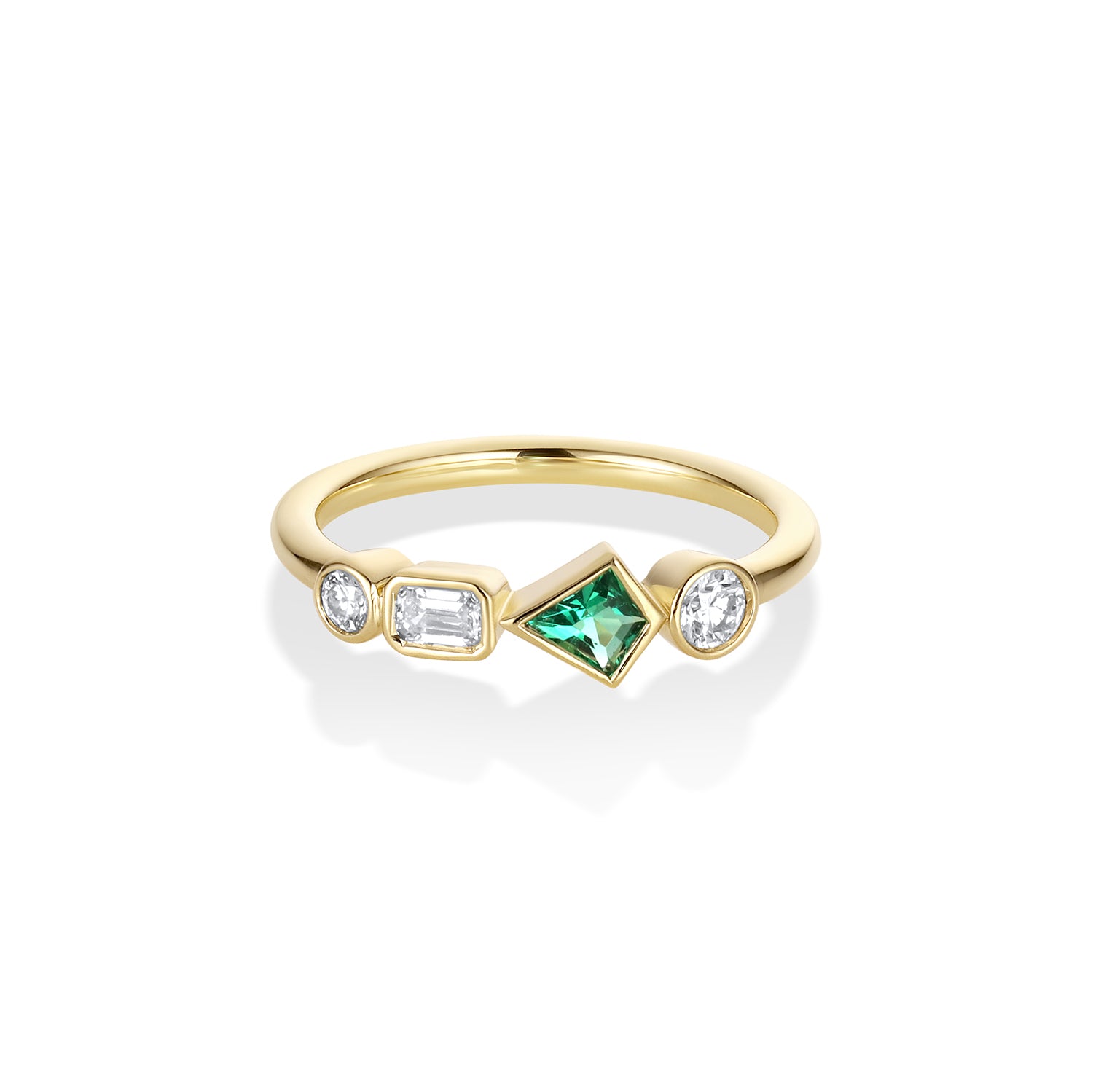 0.13ct Emerald and Diamond Kaleidoscope Ring 