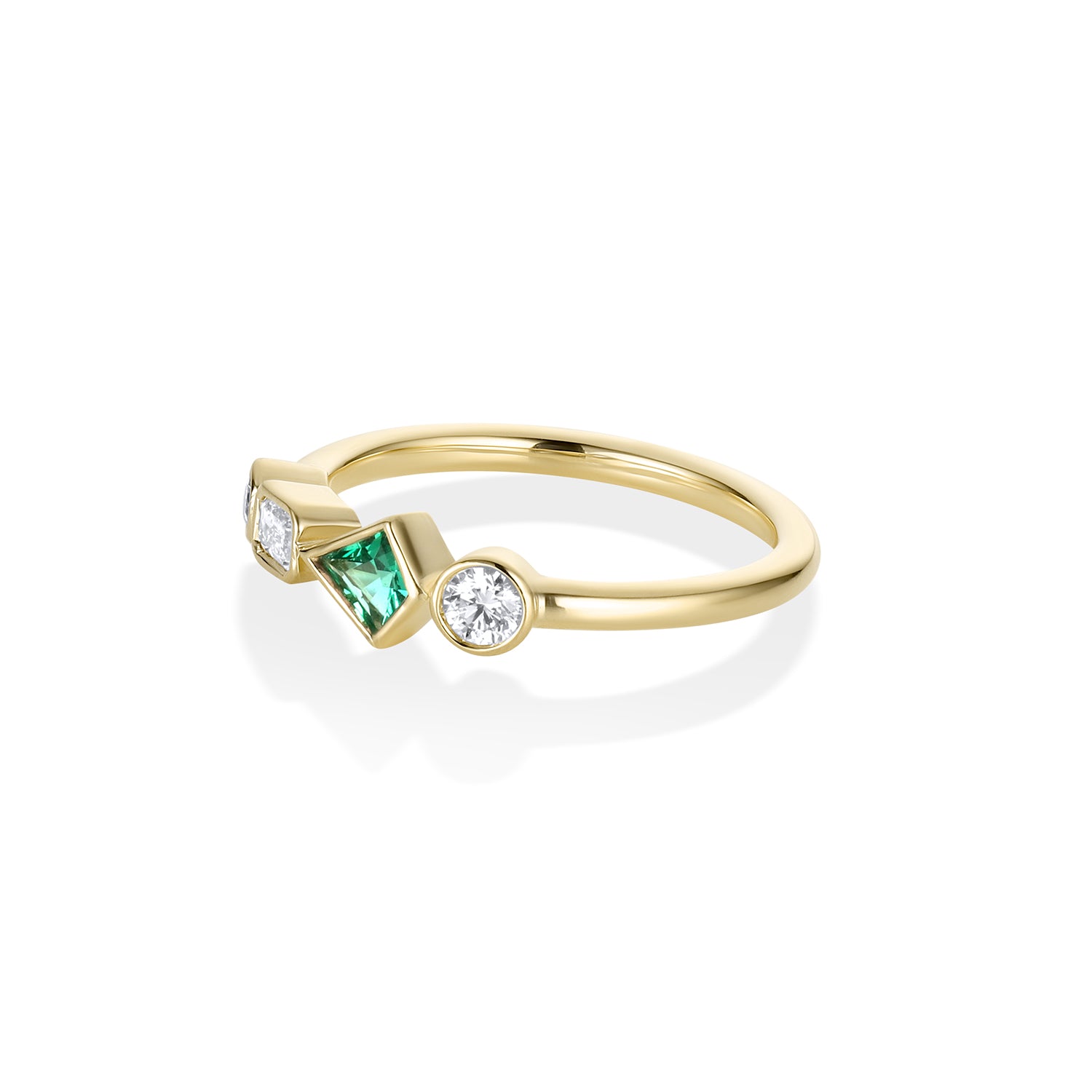 0.13ct Emerald and Diamond Kaleidoscope Ring side