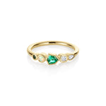 0.17ct Emerald, Opal and Diamond Kaleidoscope Ring