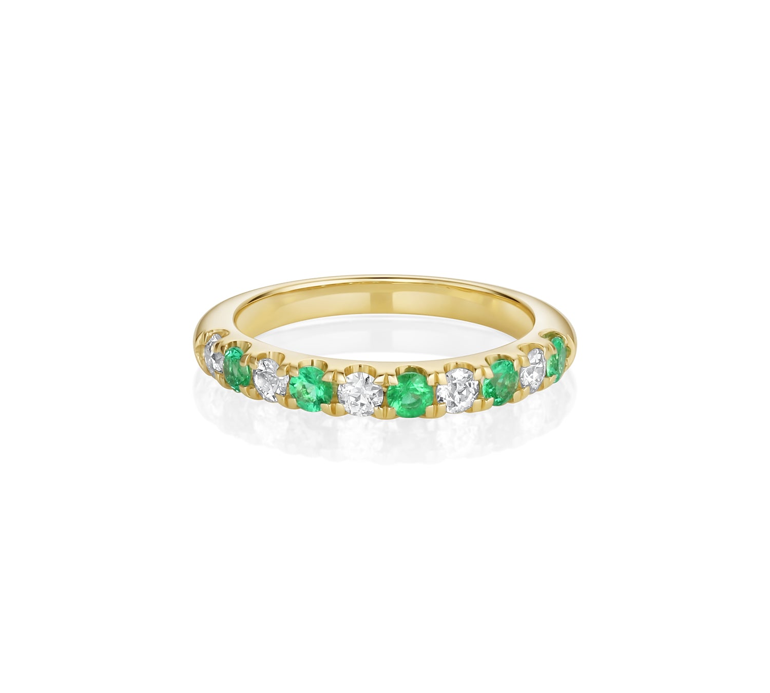 0.23ctw Emerald and 0.31ctw Old Euro Diamond Band