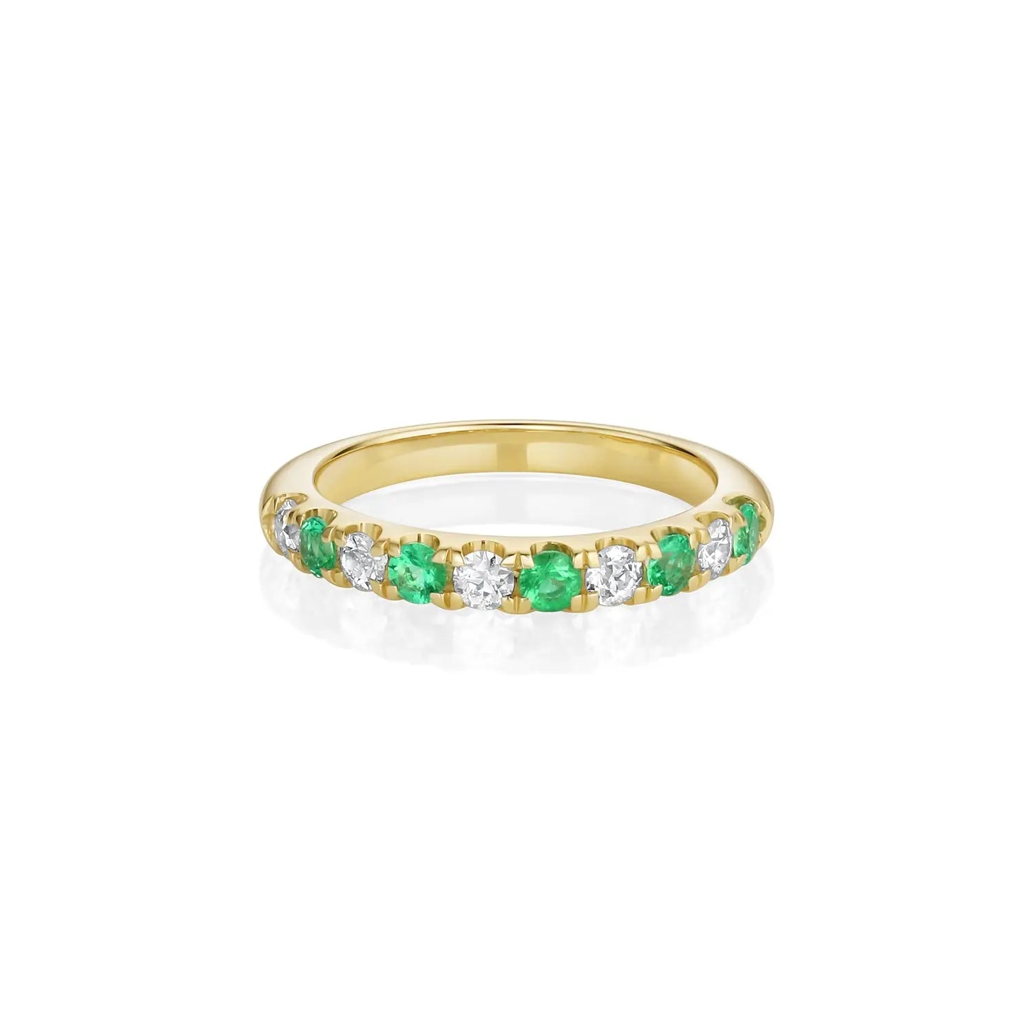 0.23ctw Emerald and 0.31ctw Old Euro Diamond Band