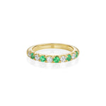 0.23ctw Emerald and 0.31ctw Old Euro Diamond Band
