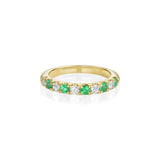 0.23ctw Emerald and 0.31ctw Old Euro Diamond Band