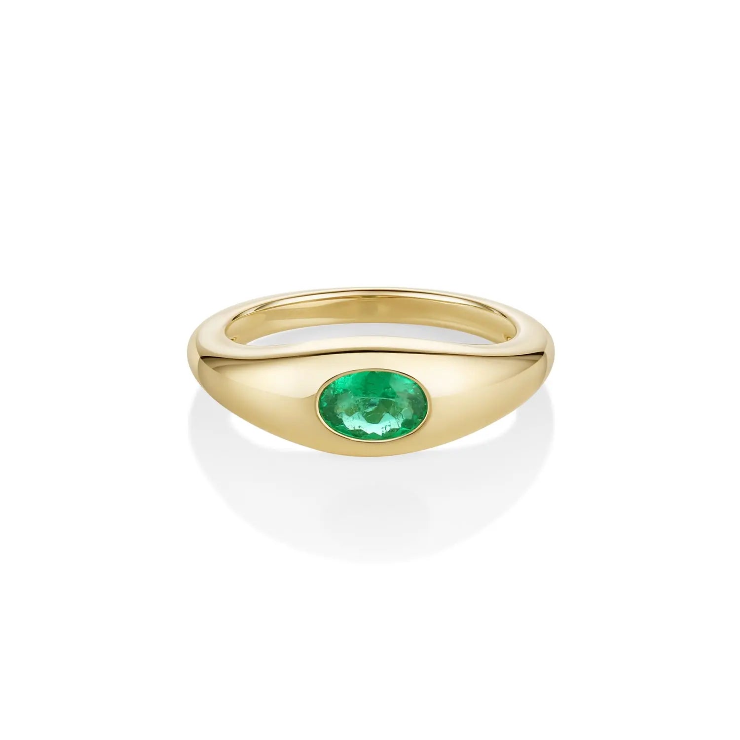 0.31ct Emerald Bombe Oval East-West Ring Marrow Fine