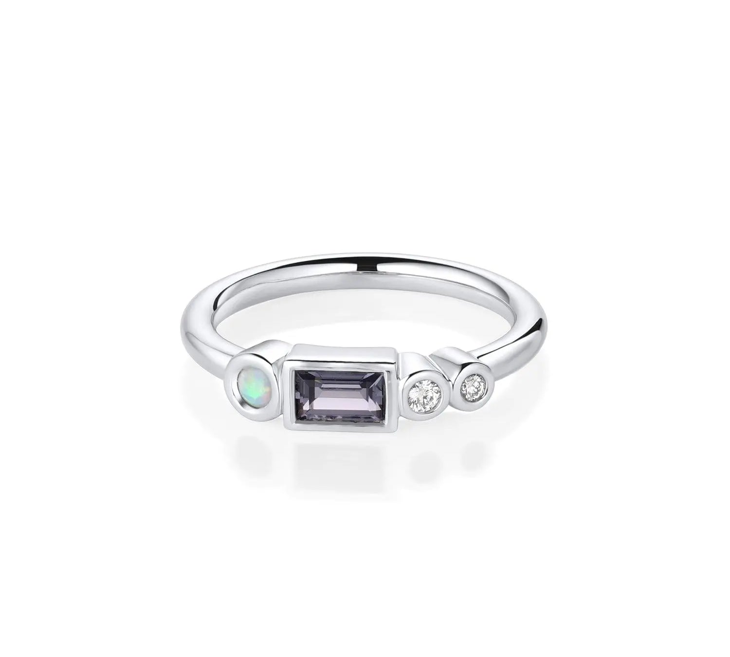 0.32ct Spinel Baguette and Opal Linear Band - Marrow Fine