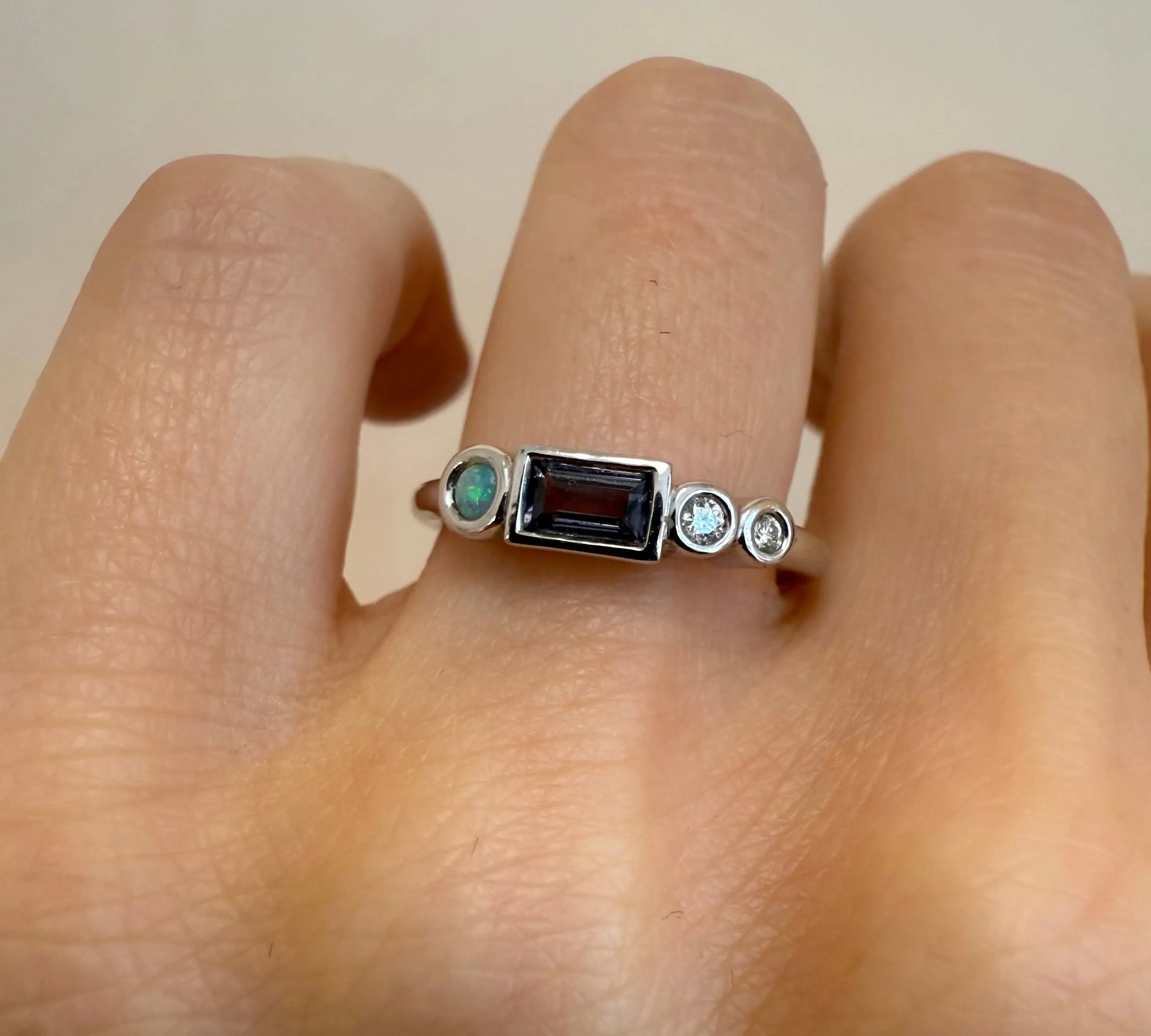 0.32ct Spinel Baguette and Opal Linear Band [on hand]
