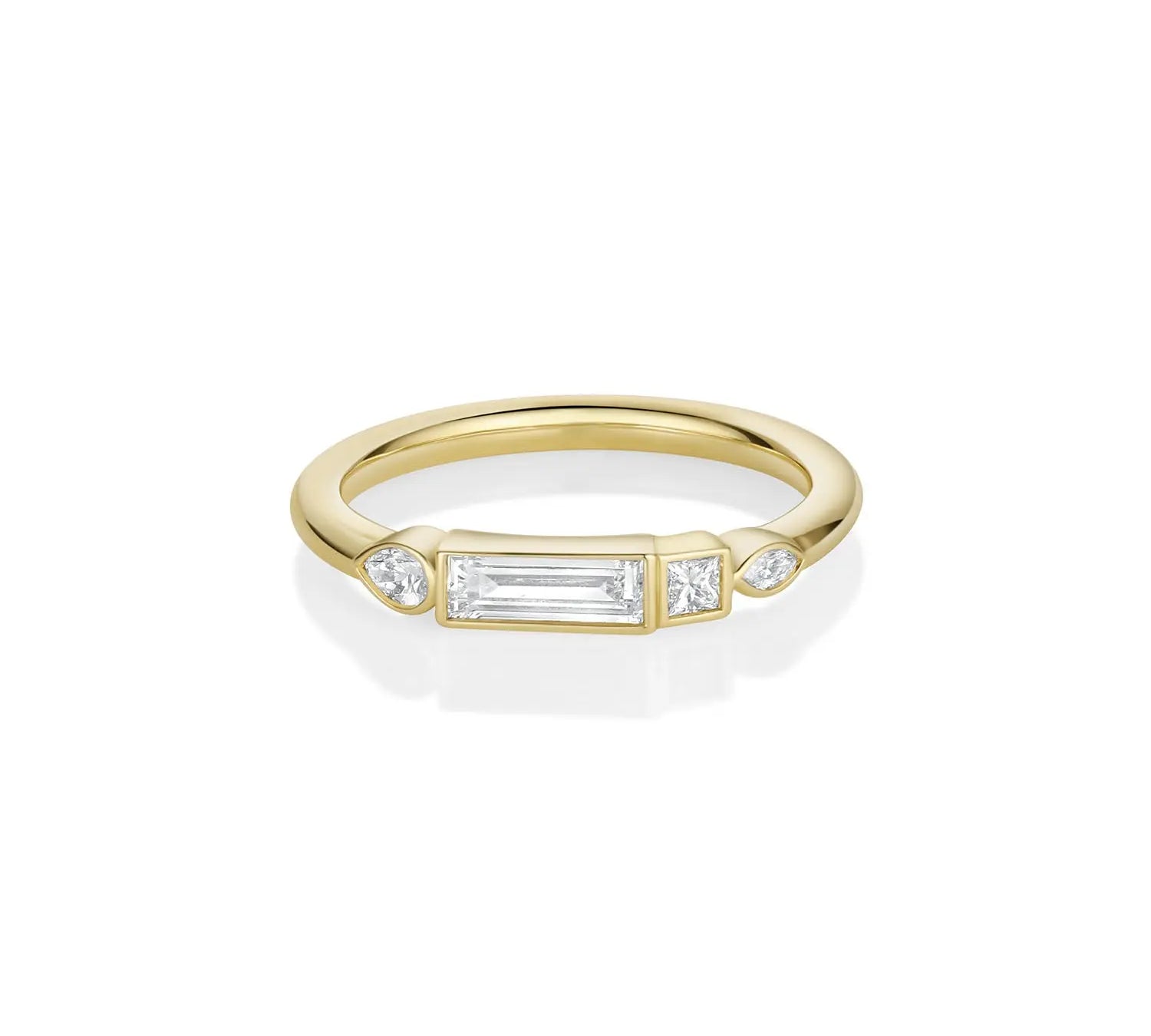 0.32ctw White Diamond 4 Shaped Linear Band [Yellow Gold]