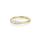 0.32ctw White Diamond 4 Shaped Linear Band side view
