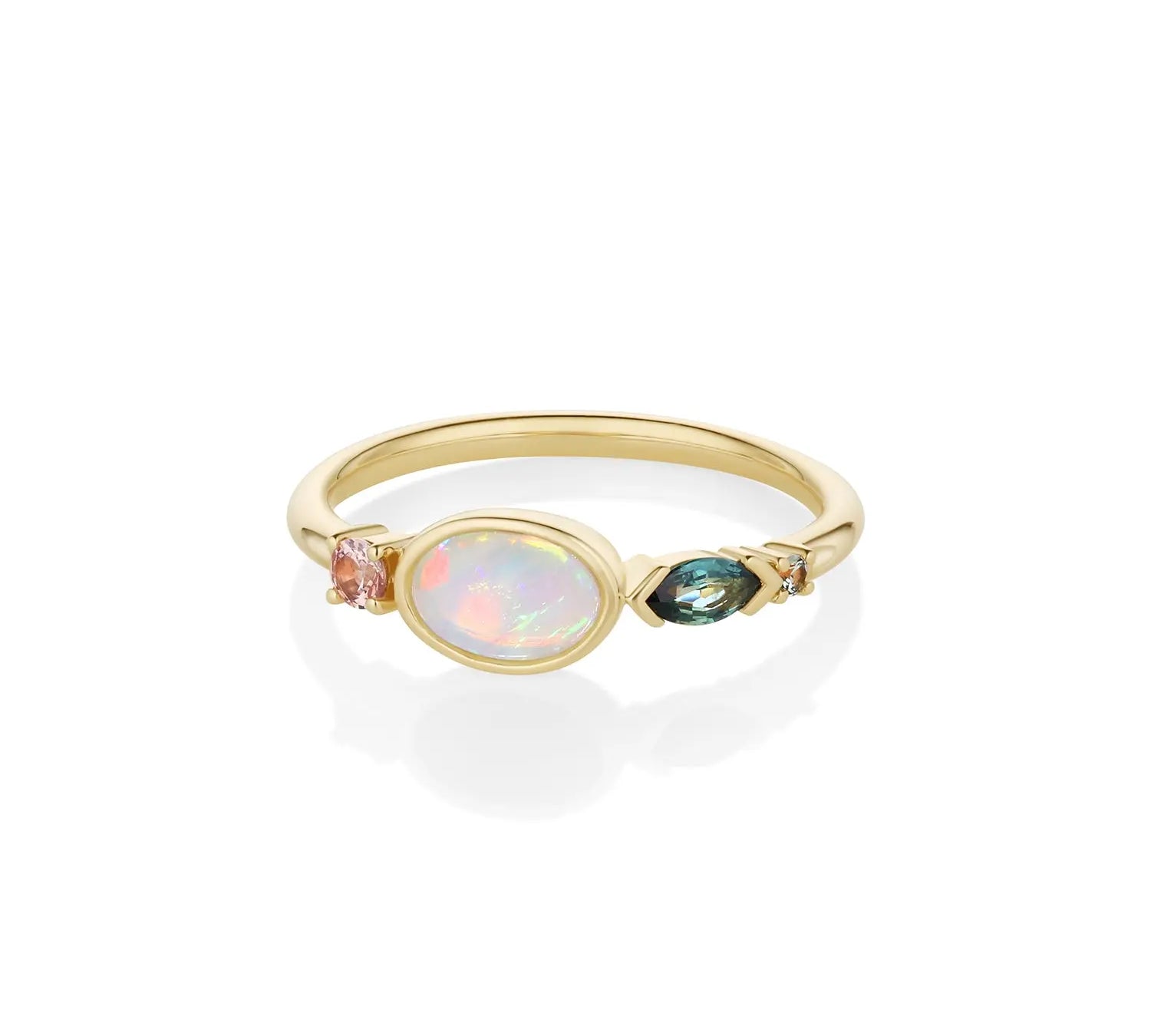 0.35ct Australian Opal and Sapphire Linear Band [front view]