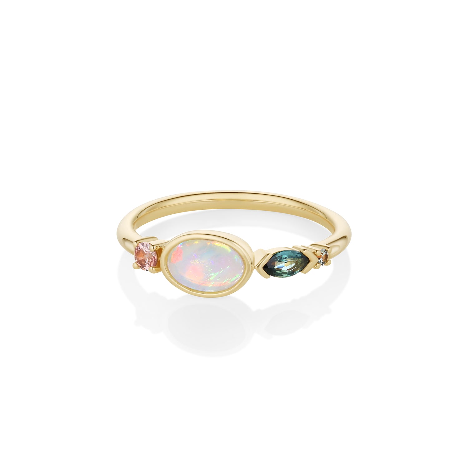 0.35ct Australian Opal and Sapphire Linear Band [front view]