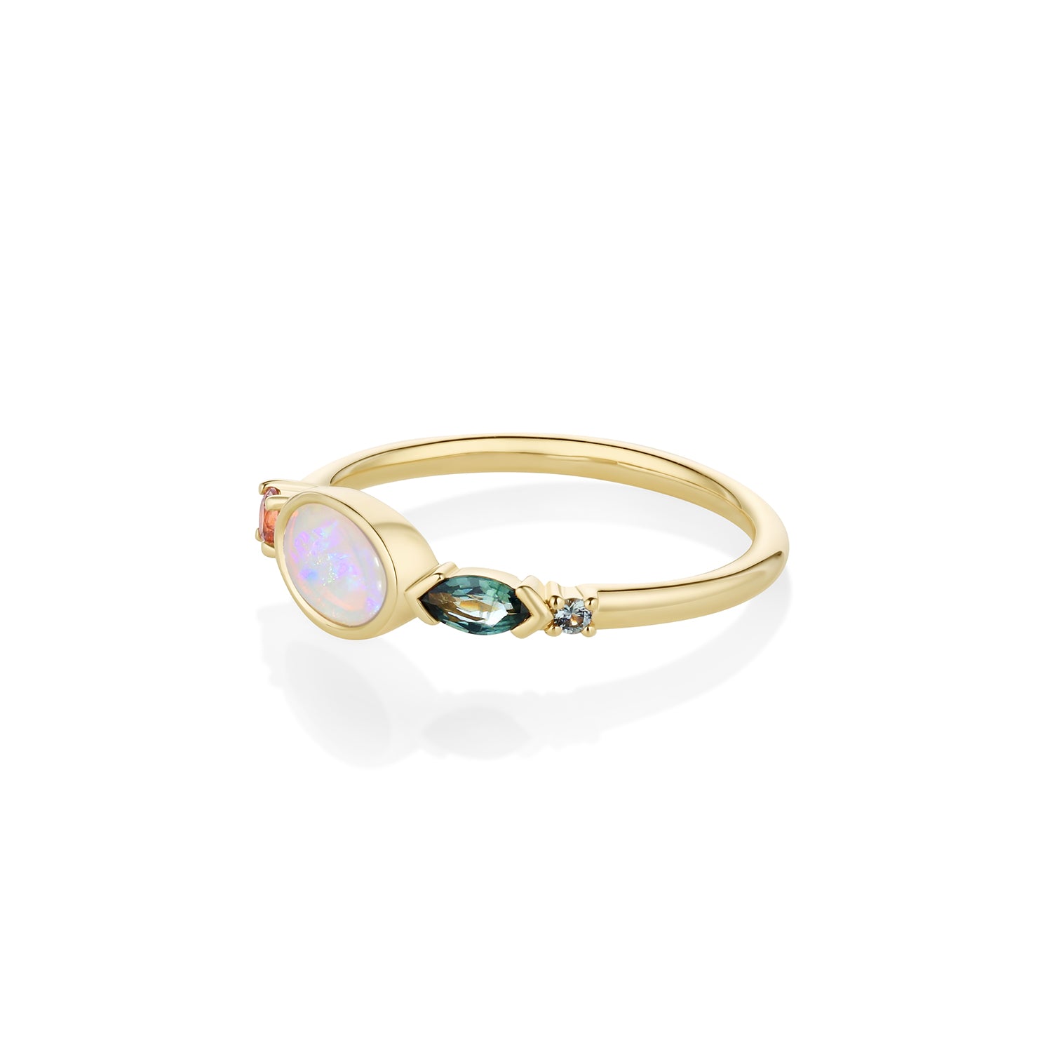 0.35ct Australian Opal and Sapphire Linear Band [side view]