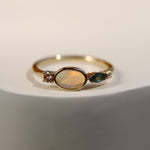0.35ct Australian Opal and Sapphire Linear Band [flatlay]