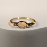 0.35ct Australian Opal and Sapphire Linear Band [flatlay]