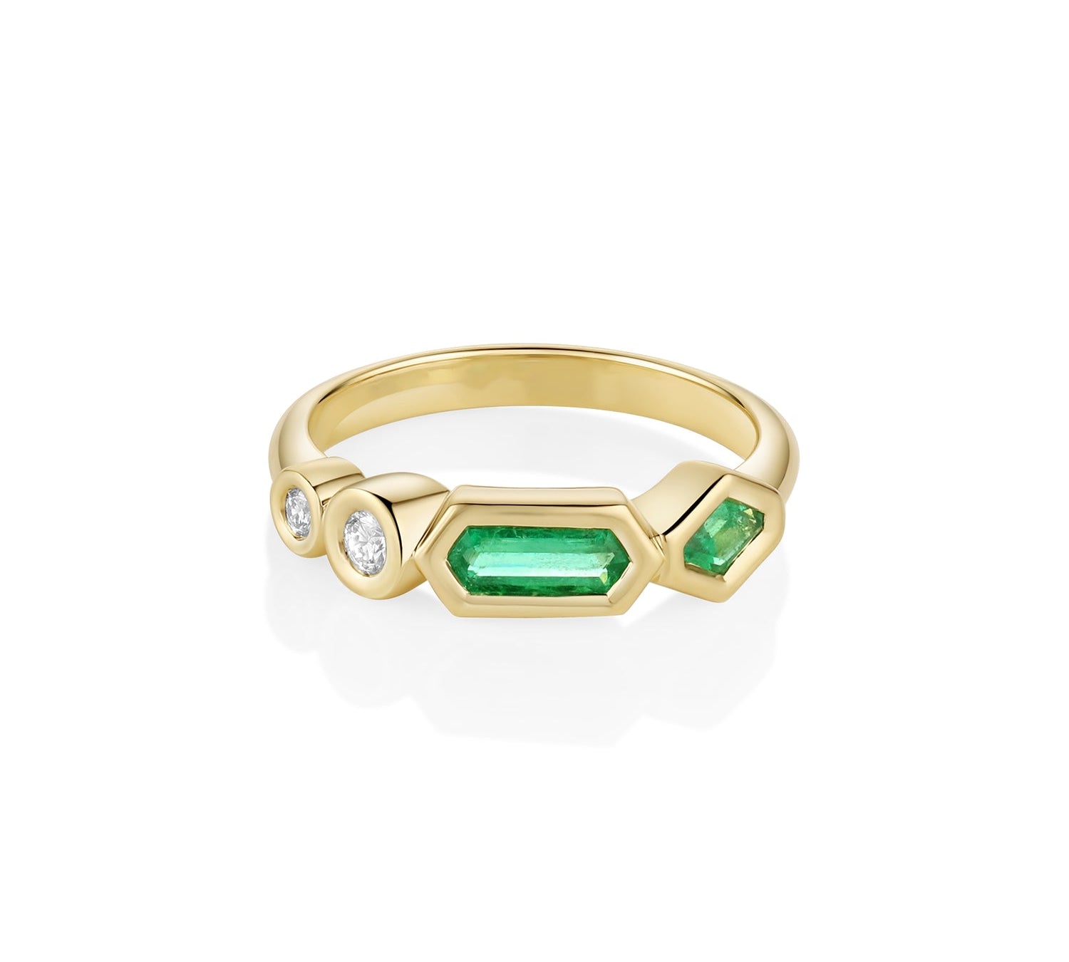 0.36ctw Winza Emerald & Diamond Bezel Linear Band Marrow Fine