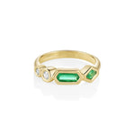 0.36ctw Winza Emerald & Diamond Bezel Linear Band Marrow Fine