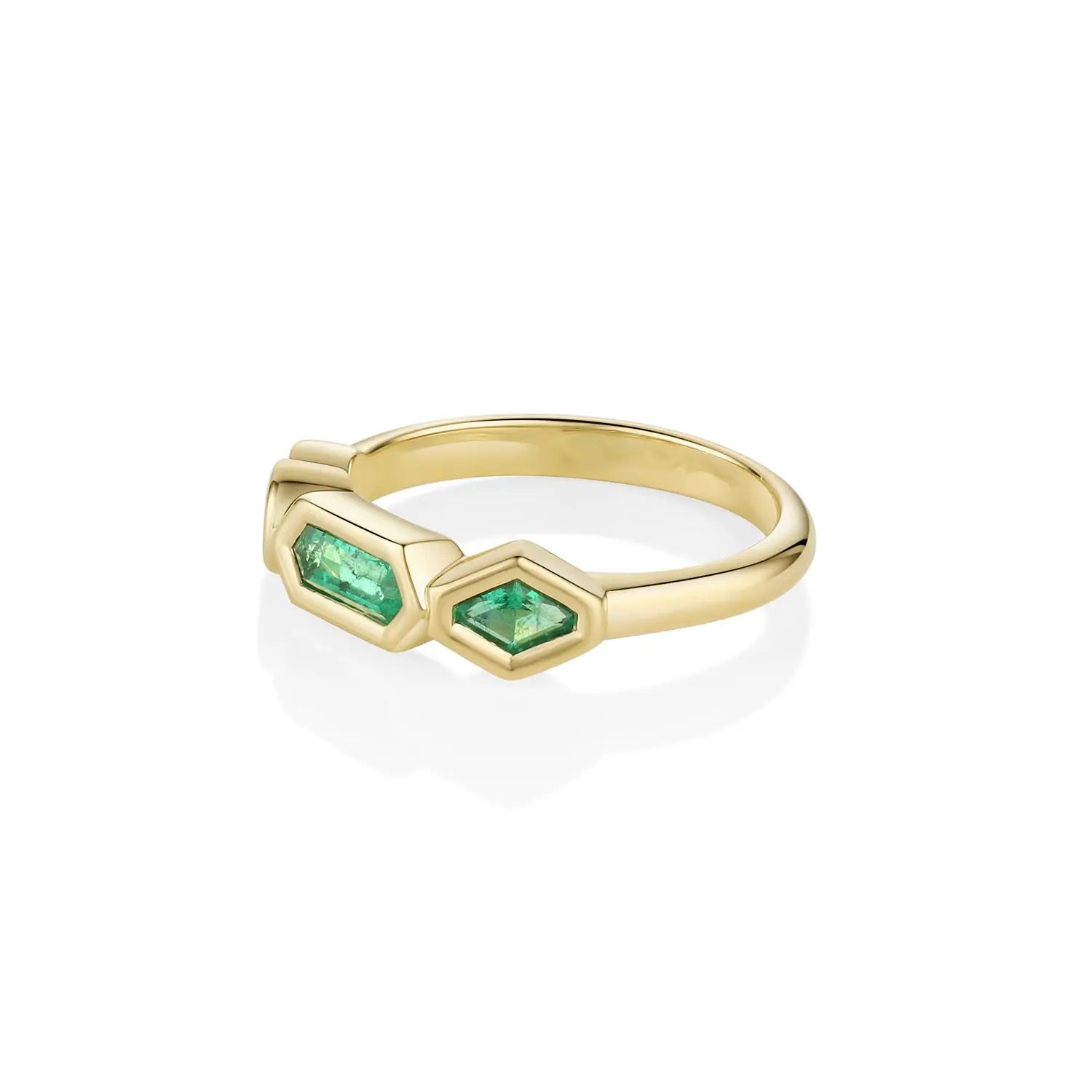 0.36ctw Winza Emerald & Diamond Bezel Linear Band Marrow Fine