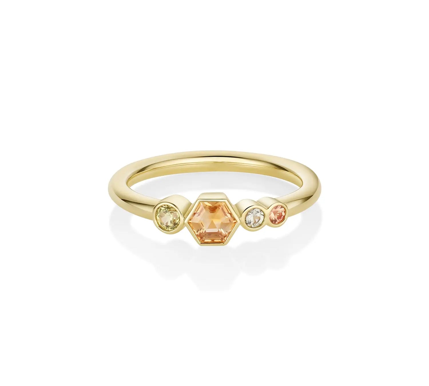 0.37ct Montana Sapphire Hexagon Linear Band [Yellow Gold]