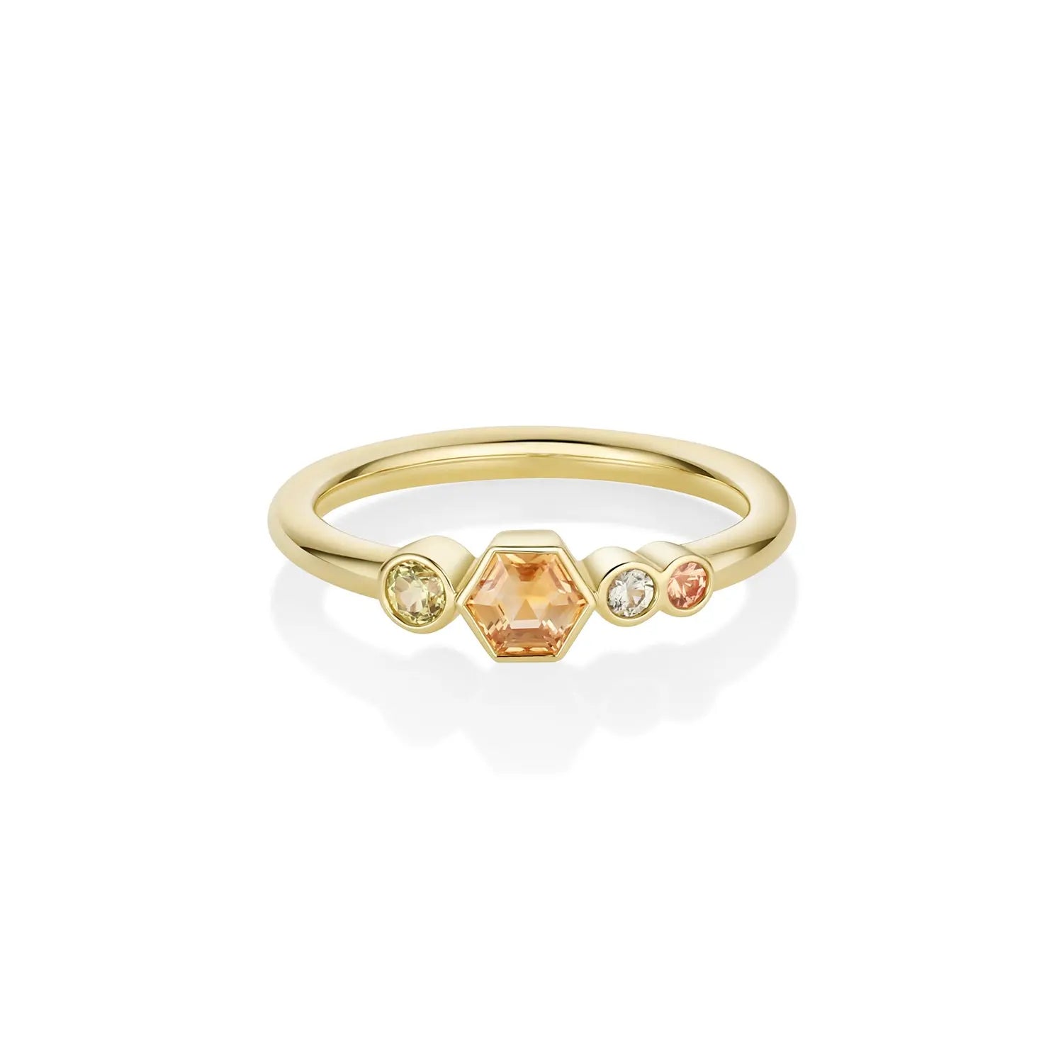 0.37ct Montana Sapphire Hexagon Linear Band [Yellow Gold]