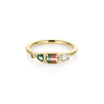 0.37ct Watermelon Tourmaline, Sapphire, Tourmaline and Diamond Kaleidoscope Ring