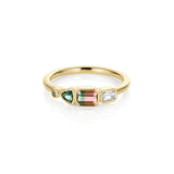 0.37ct Watermelon Tourmaline, Sapphire, Tourmaline and Diamond Kaleidoscope Ring