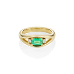 0.42ct Emerald and 0.07ctw Diamond Open Bombe Ring