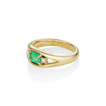 0.42ct Emerald and 0.07ctw Diamond Open Bombe Ring