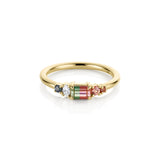 0.44ct Watermelon Tourmaline, Sapphire, Tourmaline and Diamond Kaleidoscope Ring