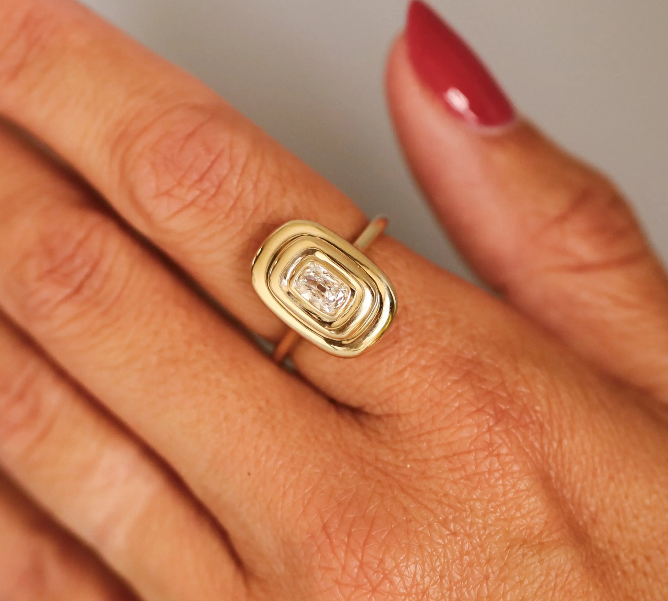 0.46ct Diamond In-Orbit Ring on hand