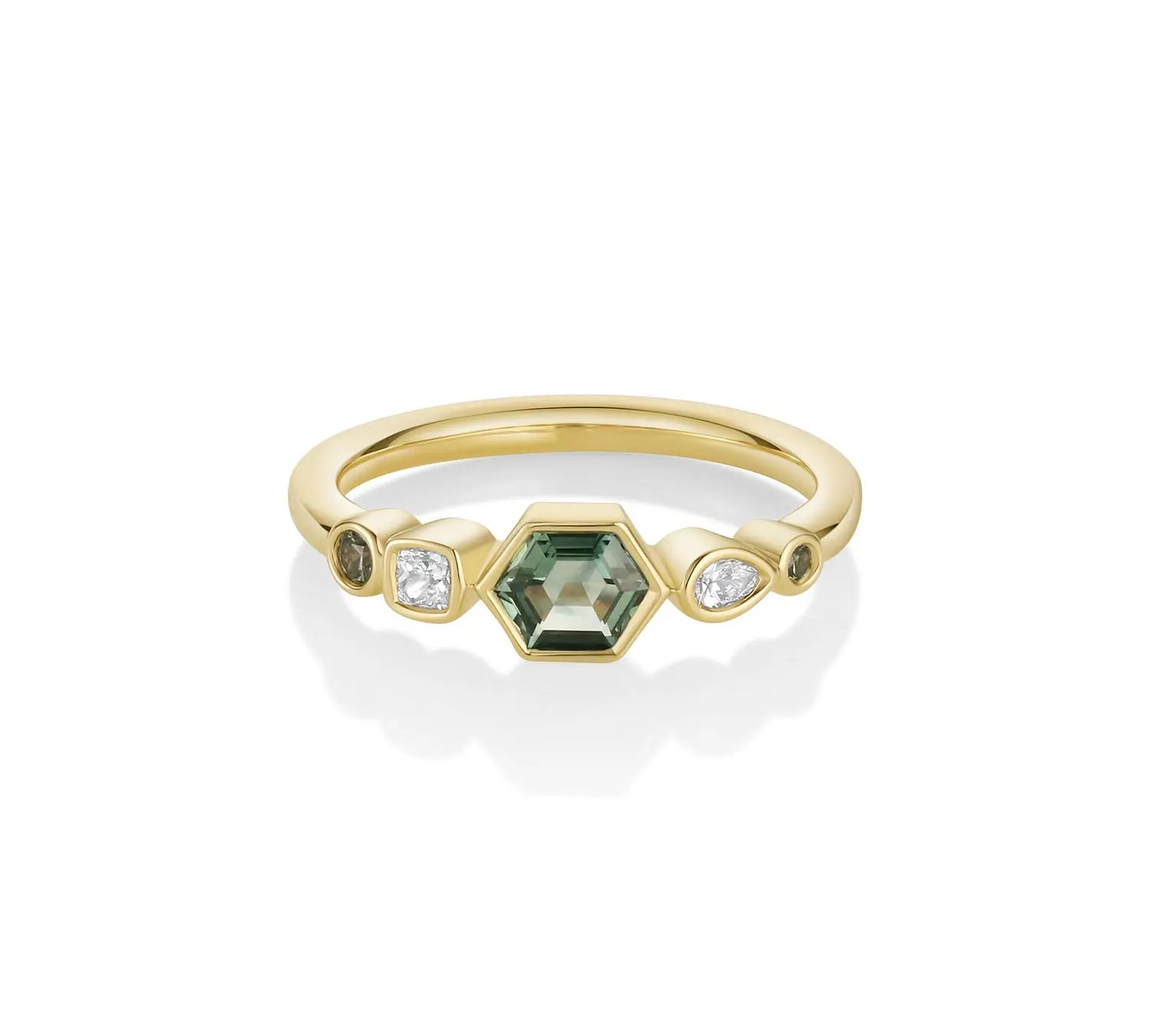 0.46ct Montana Sapphire and Diamond Linear Band [Yellow Gold]