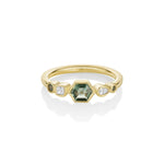 0.46ct Montana Sapphire and Diamond Linear Band [Yellow Gold]