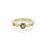 0.46ct Montana Sapphire and Diamond Linear Band [Yellow Gold]