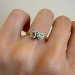 0.46ct Emerald Cut & 0.42ct Old Euro Diamond Toi et Moi Ring [on hand]
