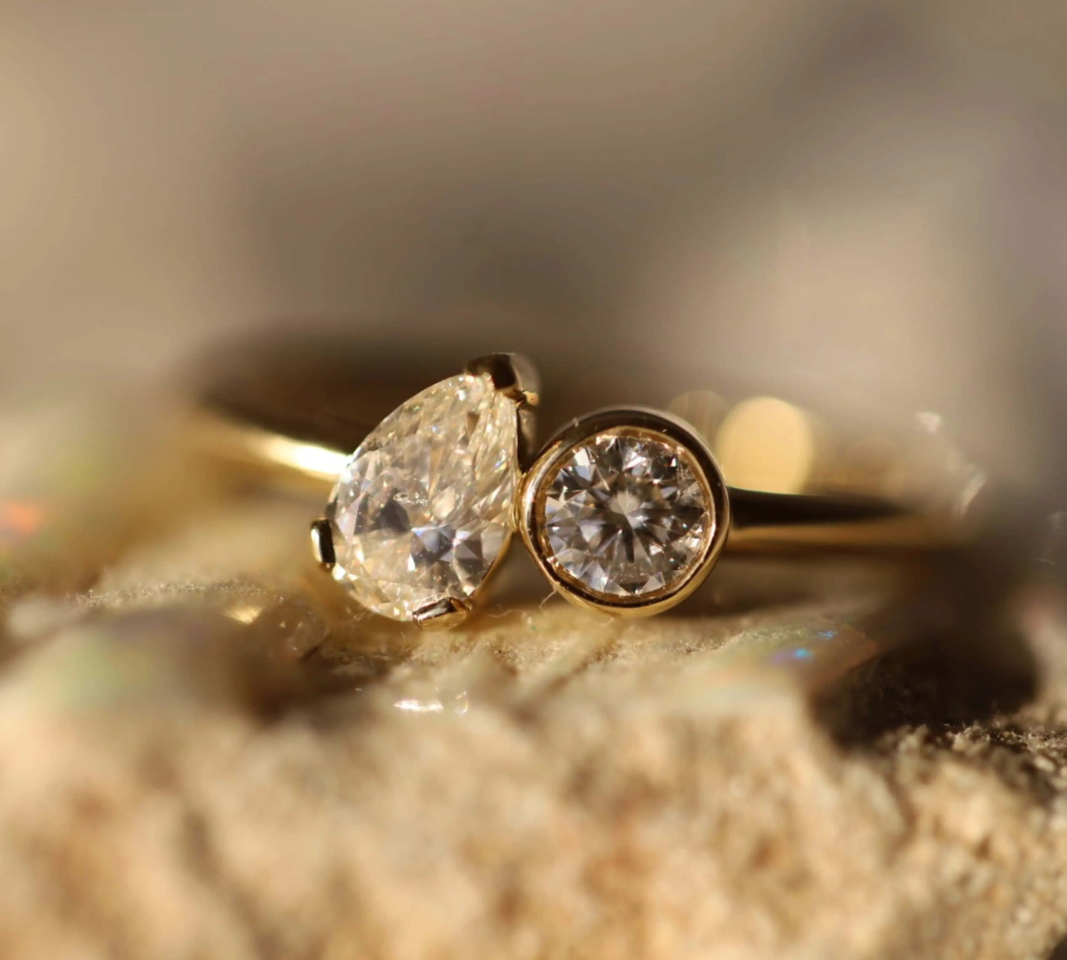 0.48ct Pear Shape Diamond and 0.22ct Round Diamond Chloe [flat lay]