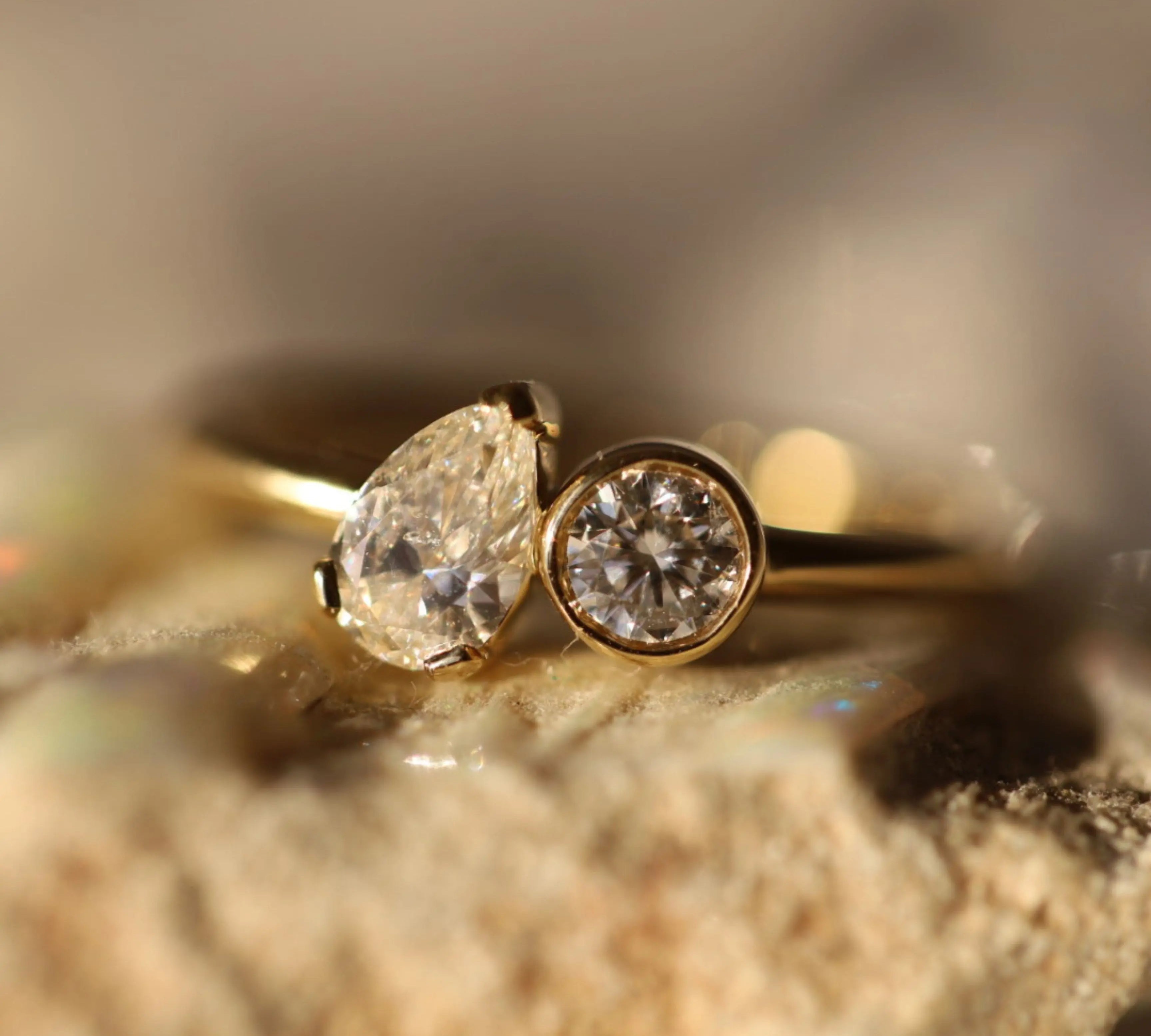 0.51ct Pear & 0.22ct Round Diamond Chloe [flat lay