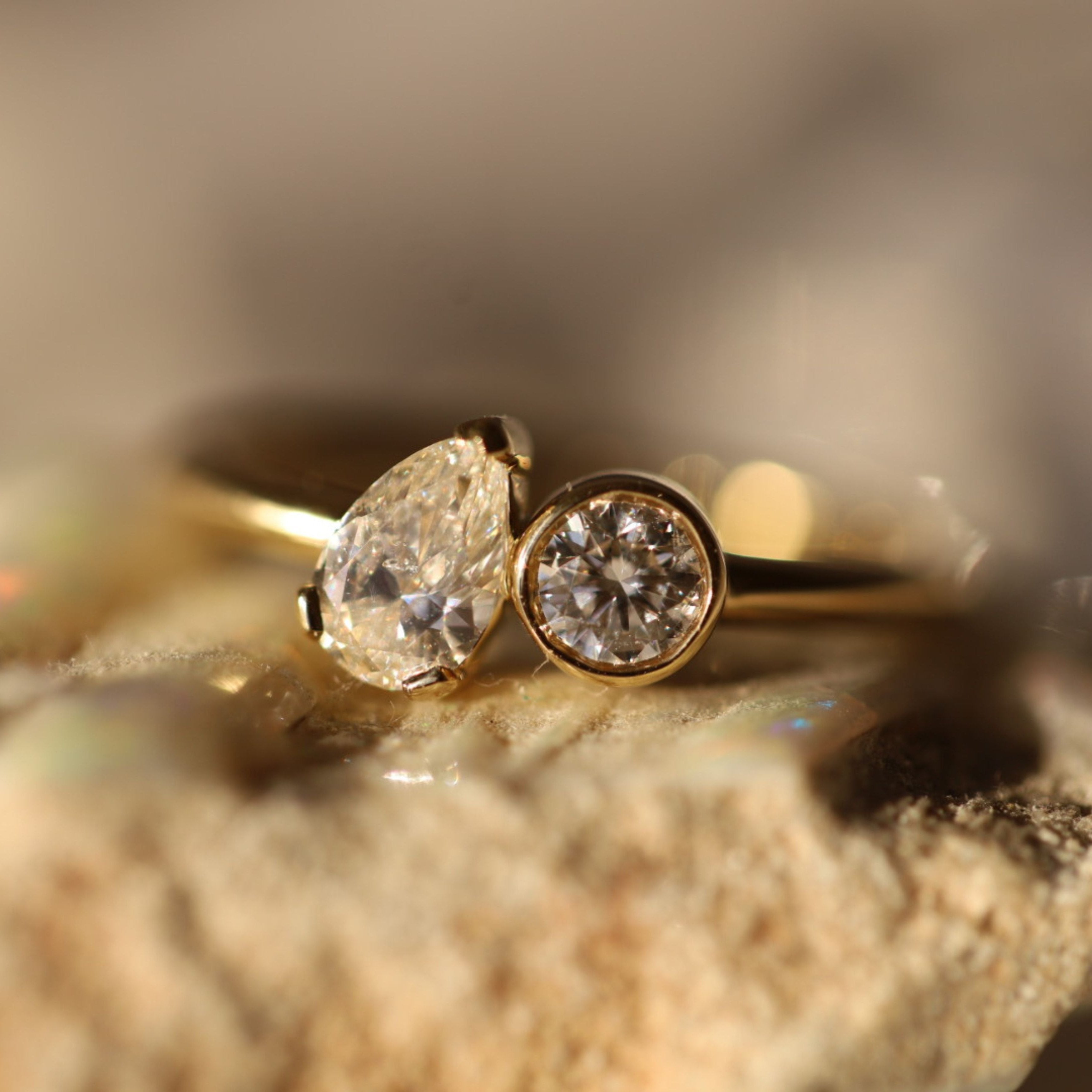 0.51ct Pear & 0.22ct Round Diamond Chloe [flat lay