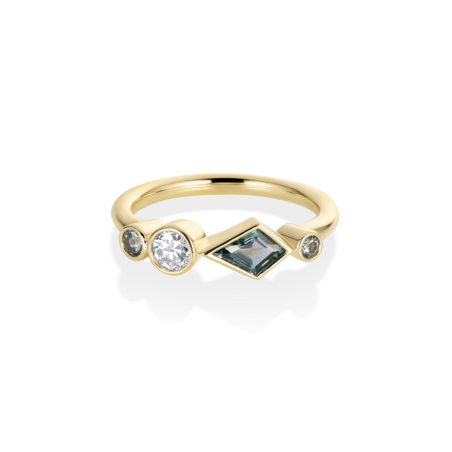 0.48ctw Sapphire and White Diamond Linear Band side
