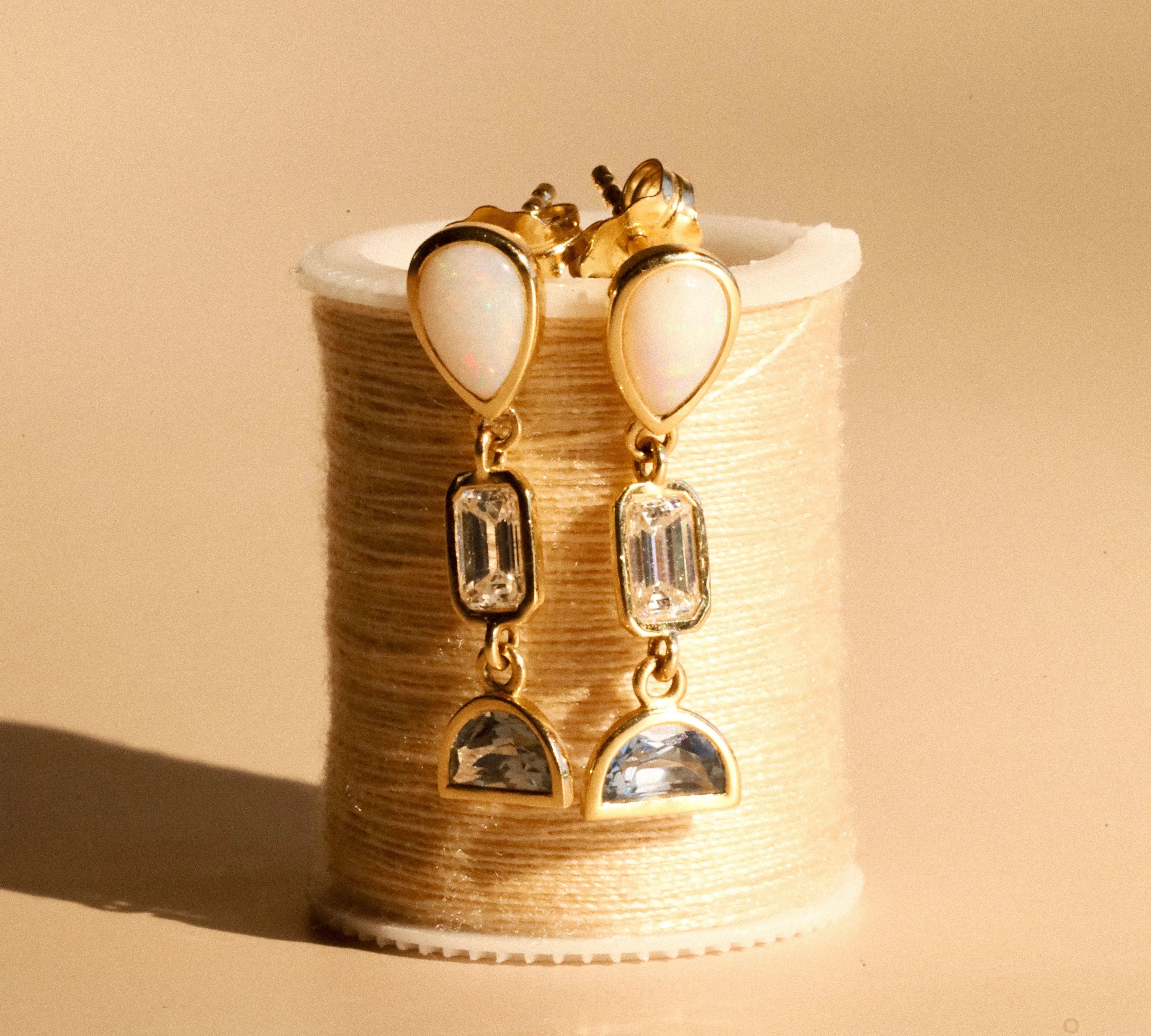 0.53tcw Opal Bezel Set Dangle Earrings Marrow Fine