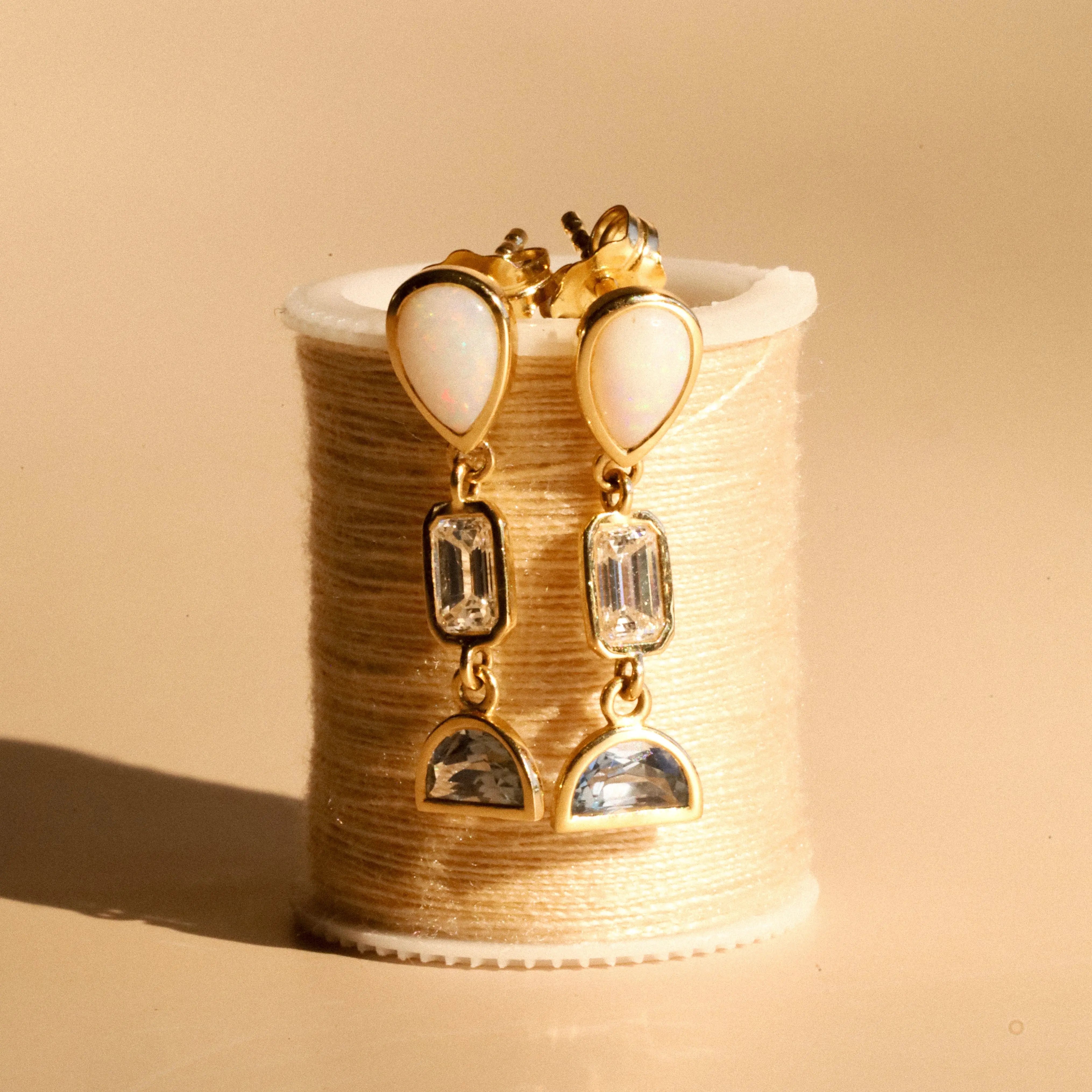 0.53tcw Opal Bezel Set Dangle Earrings Marrow Fine