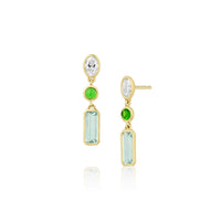 0.55tcw Oval Diamond and Beryl Bezel Set Dangle Earrings - Marrow Fine