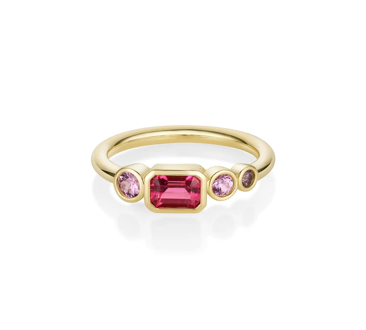 0.56ct Hot Pink Sapphire Linear Band [Yellow Gold]