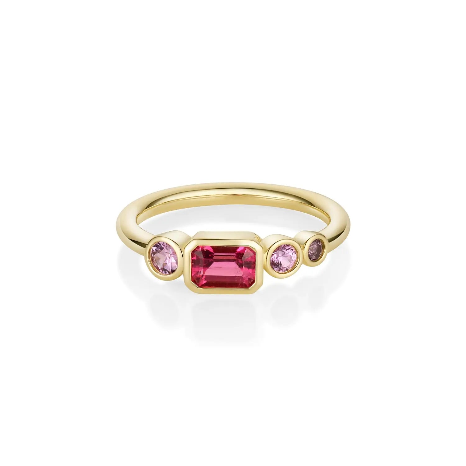 0.56ct Hot Pink Sapphire Linear Band [Yellow Gold]