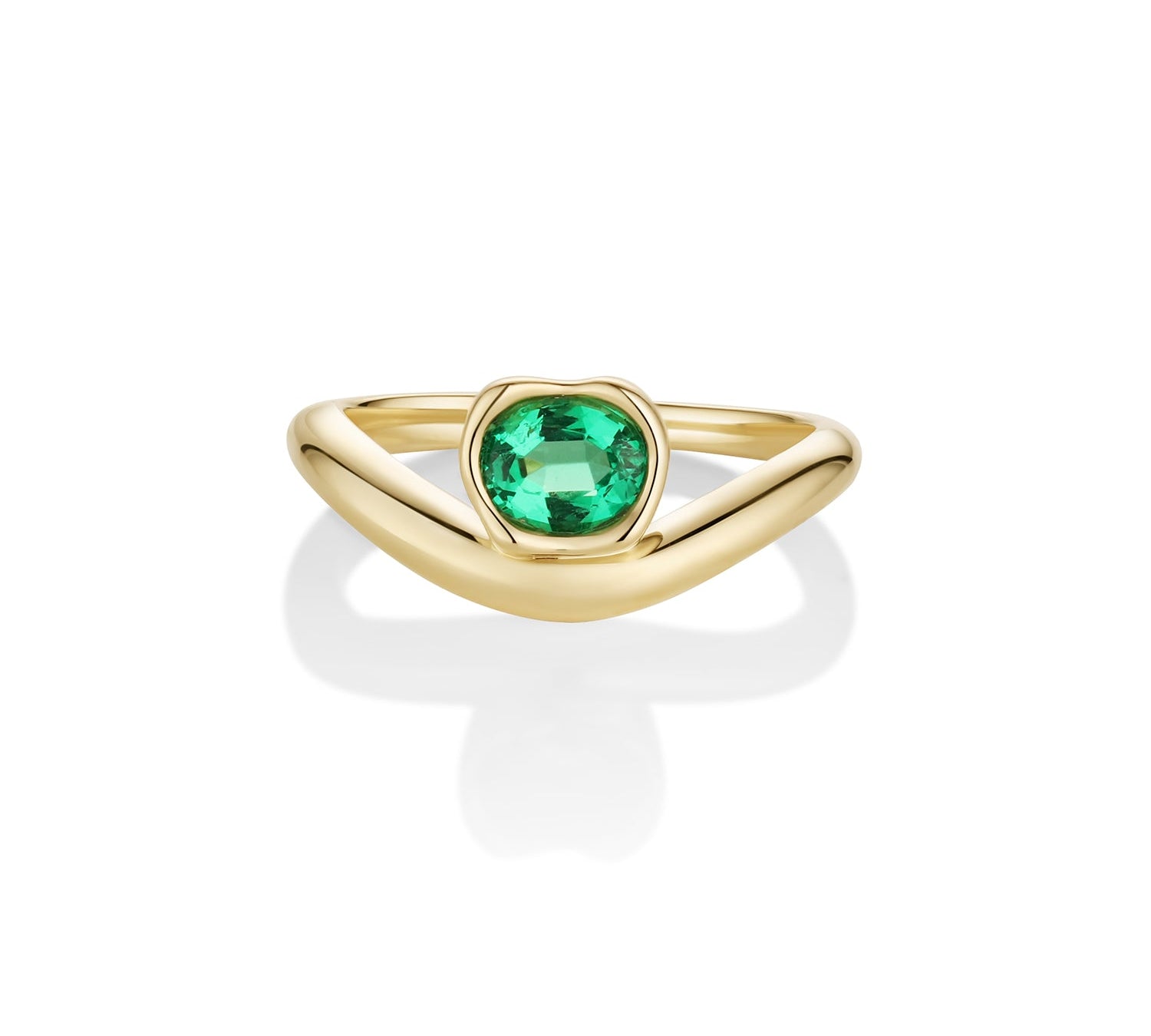 0.57ct Emerald Abstract Bezel Bombe Band Marrow Fine