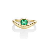 0.57ct Emerald Abstract Bezel Bombe Band Marrow Fine