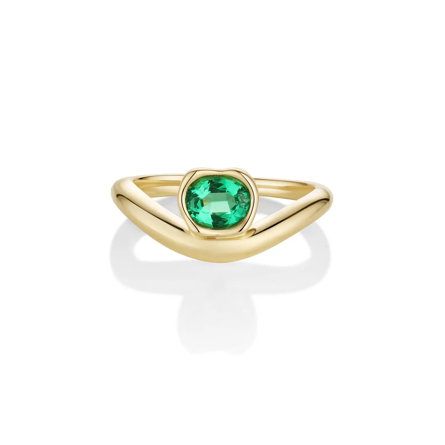 0.57ct Emerald Abstract Bezel Bombe Band Marrow Fine