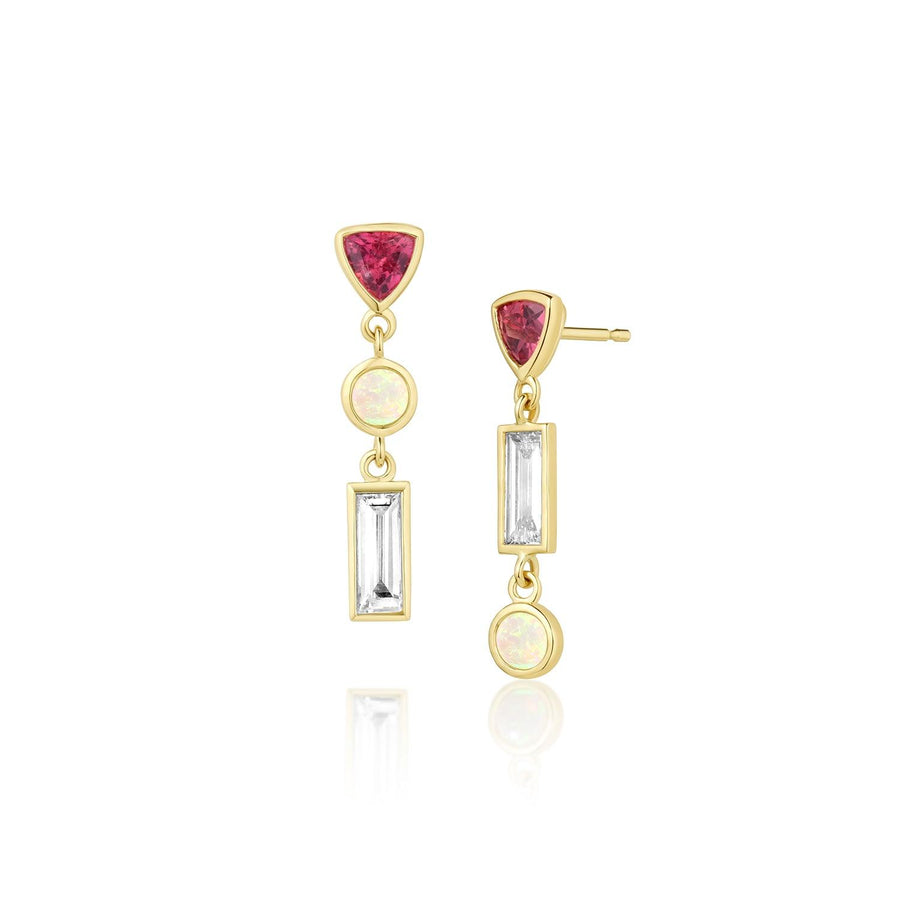 0.57tcw Ruby and Diamond Bezel Set Dangle Earrings - Marrow Fine